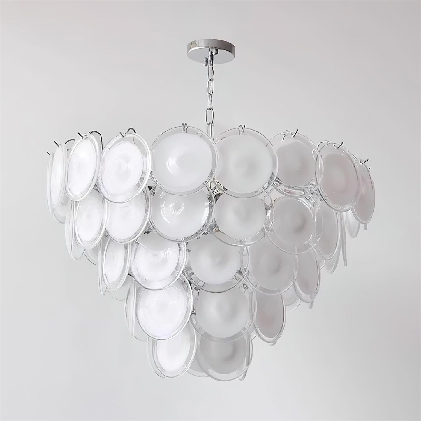 Lustre Margaux en verre, disques soufflés à la main avec structure métallique en cascade