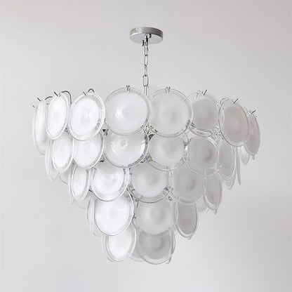 Lustre Margaux en verre, disques soufflés à la main avec structure métallique en cascade