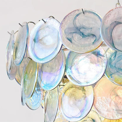 Lustre Margaux en verre, disques soufflés à la main avec structure métallique en cascade