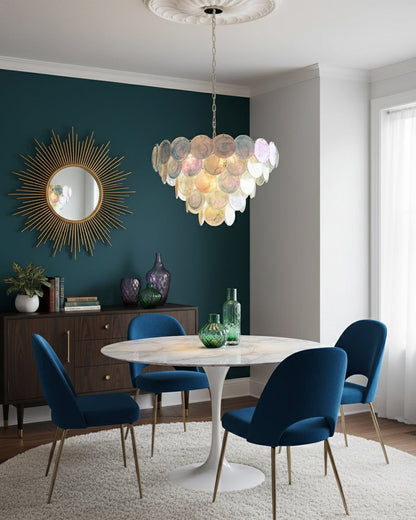Lustre Margaux en verre, disques soufflés à la main avec structure métallique en cascade