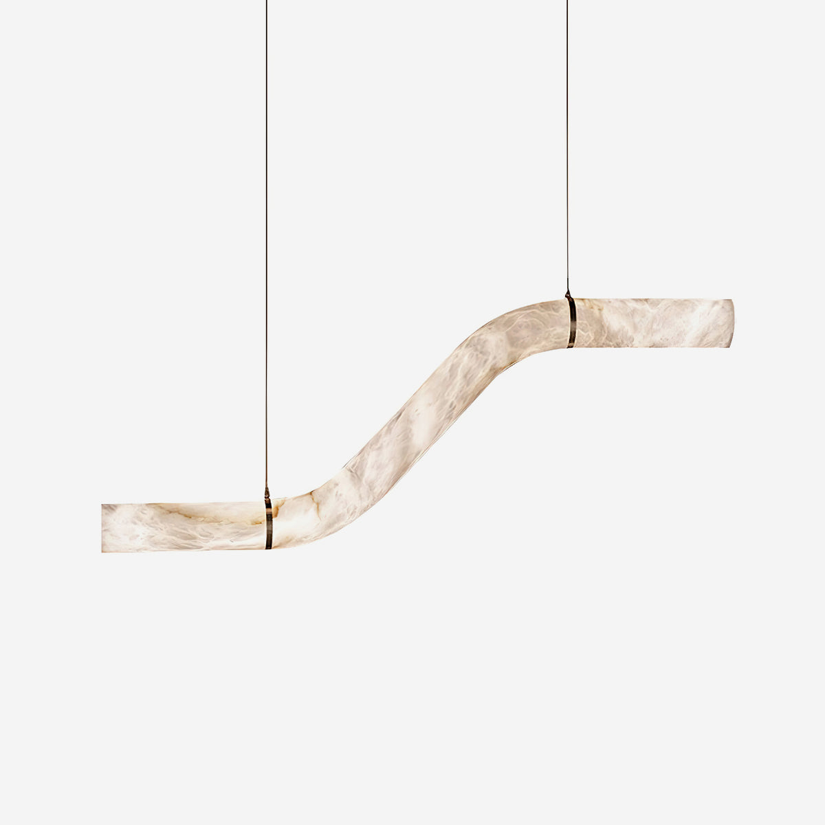 Isabelle Alabaster Chandelier, Sculptural Curved Design with Integrated LEDs