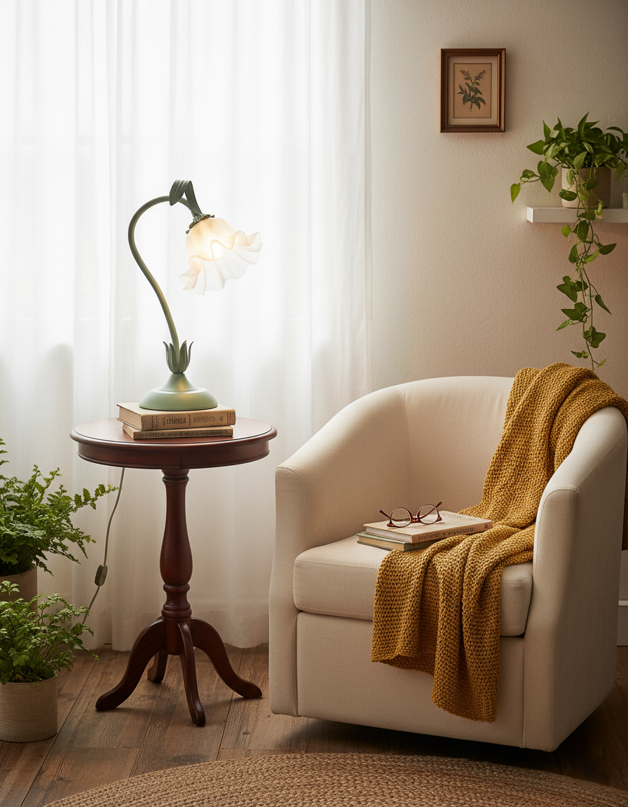 Lampe de table Isabelle Lys avec un élégant motif floral
