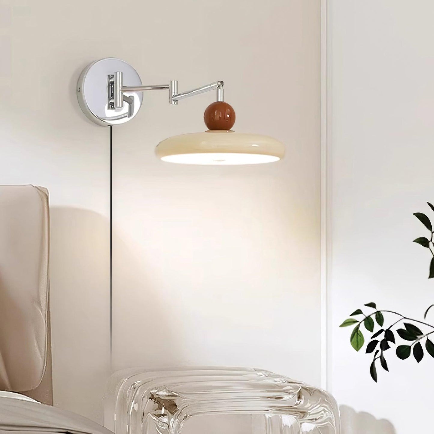 Applique Élise Loa avec Prise, Lampe Murale Moderne en Métal et Acrylique à LED