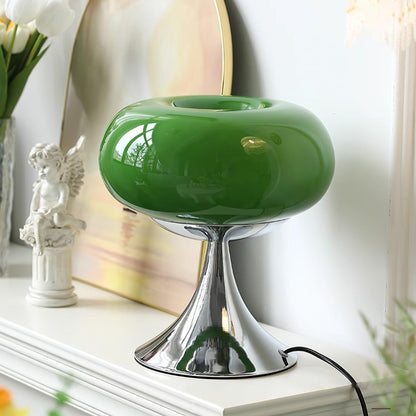 Lampe de table LED en verre Adèle Lollipop avec finition chromée