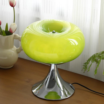 Lampe de table LED en verre Adèle Lollipop avec finition chromée