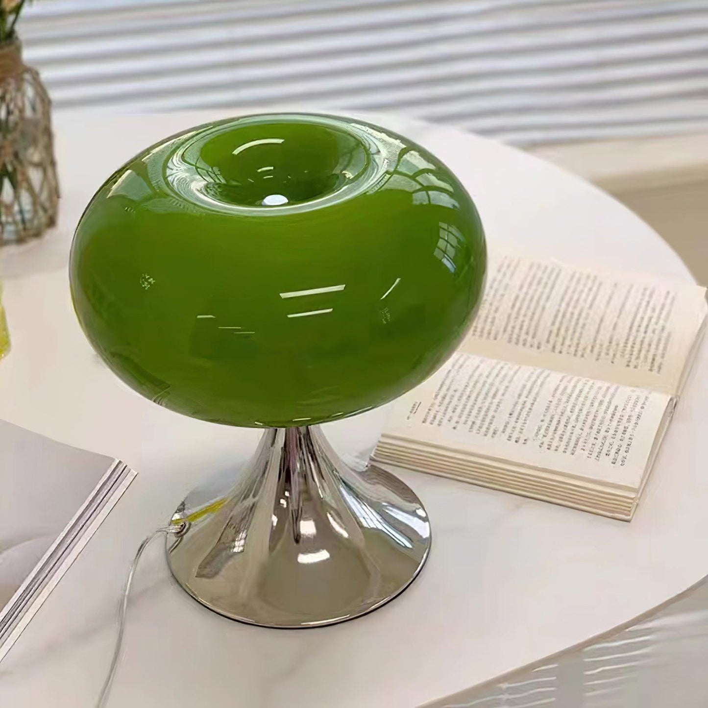 Lampe de table LED en verre Adèle Lollipop avec finition chromée