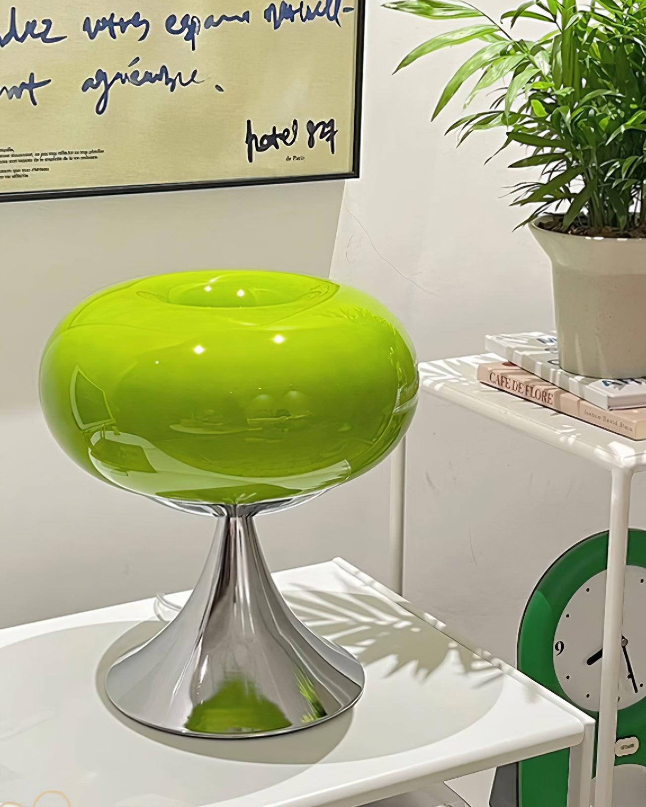 Lampe de table LED en verre Adèle Lollipop avec finition chromée