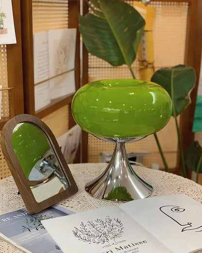 Lampe de table LED en verre Adèle Lollipop avec finition chromée