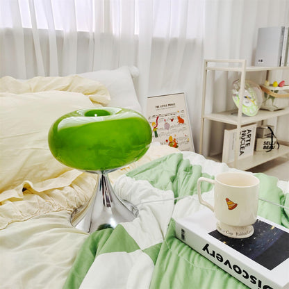 Lampe de table LED en verre Adèle Lollipop avec finition chromée