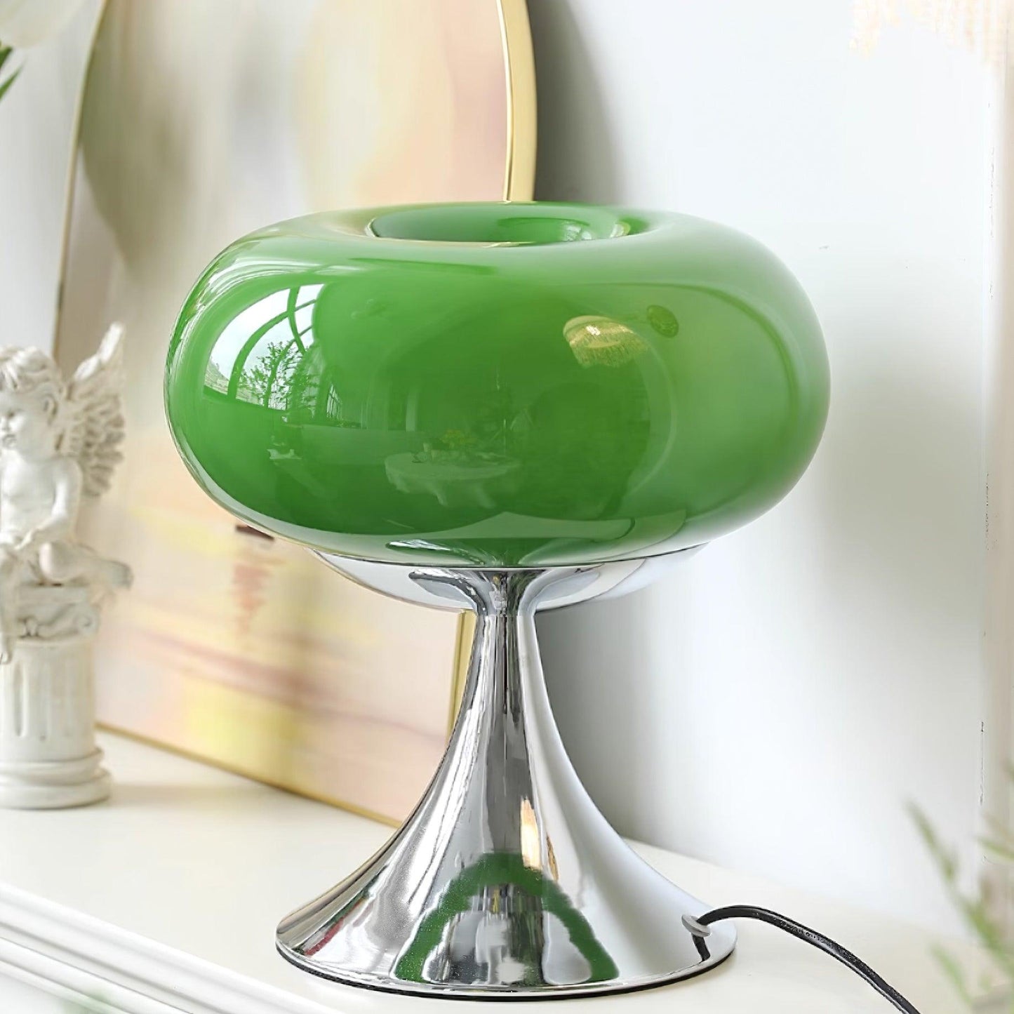 Lampe de table LED en verre Adèle Lollipop avec finition chromée