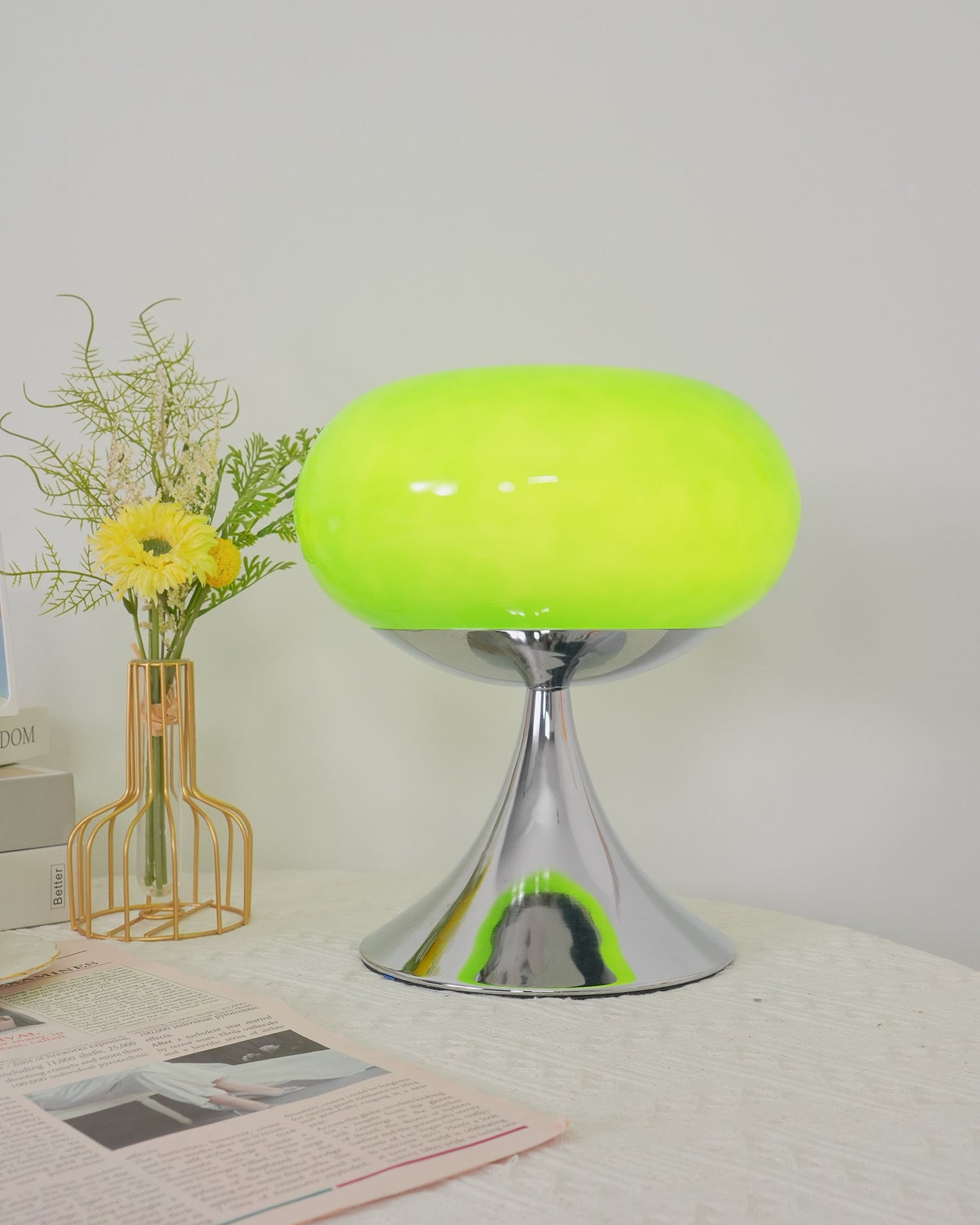 Lampe de table LED en verre Adèle Lollipop avec finition chromée