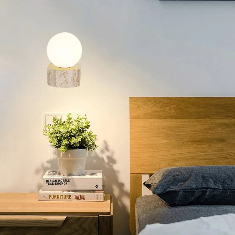 Élodie Luna Applique murale LED globe en marbre