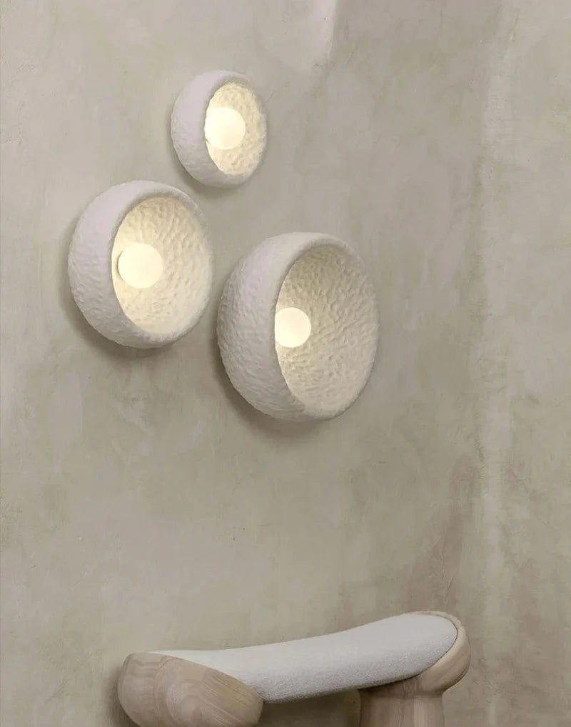 Élise Lunar Textured Wall Sconce Moon Resin Light Set