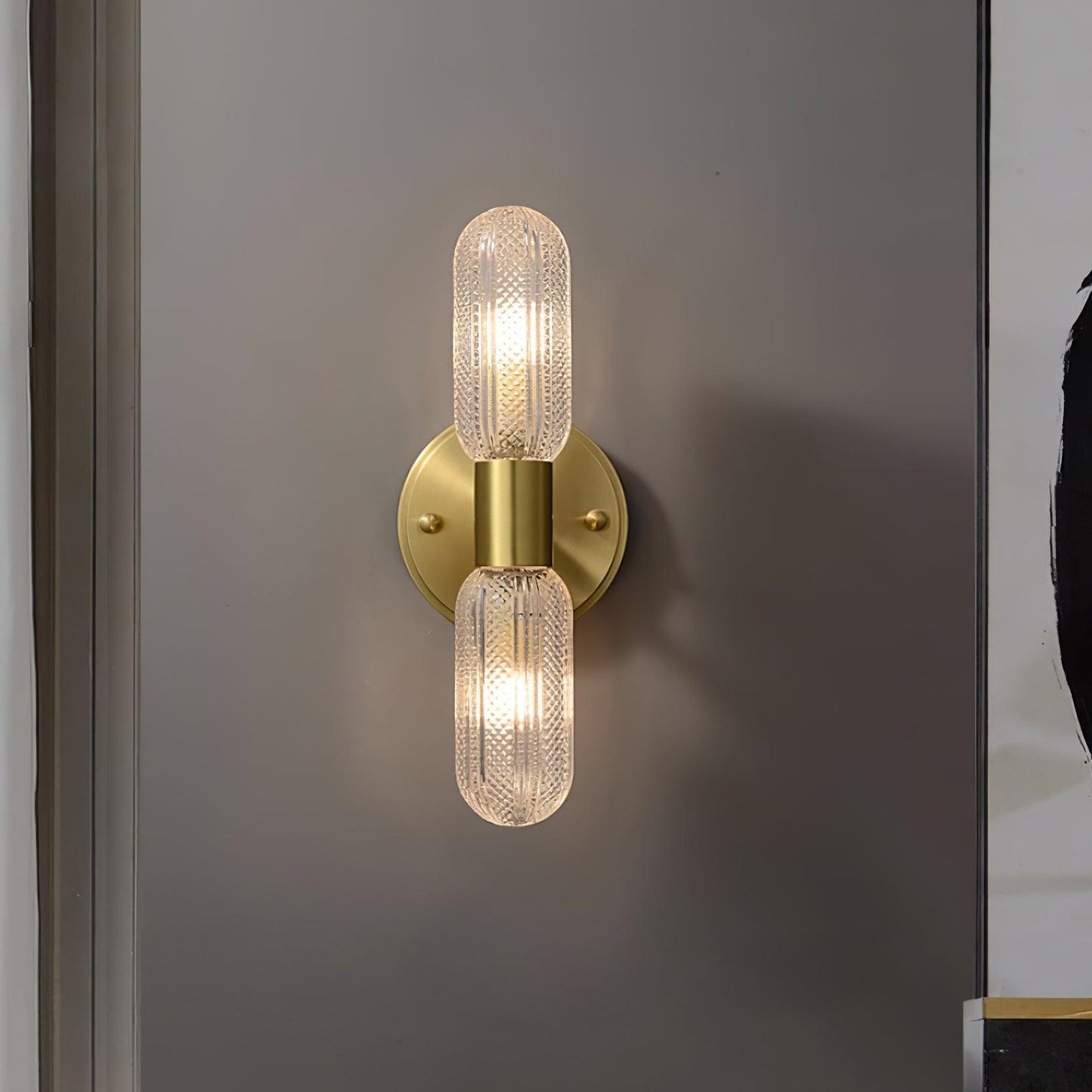 Elara Nordic Brass Wall Lamp with Dual Glass Light Design