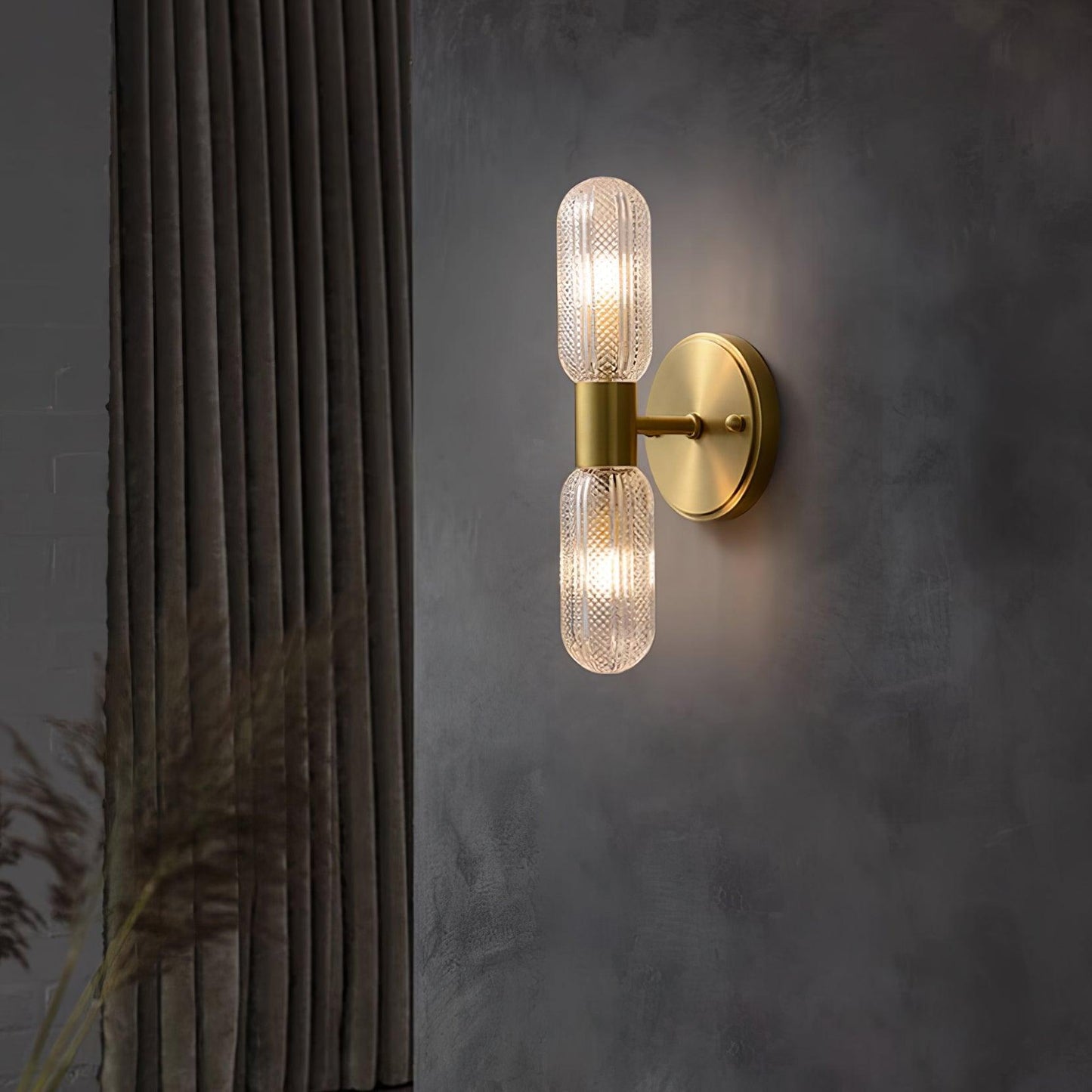 Elara Nordic Brass Wall Lamp with Dual Glass Light Design