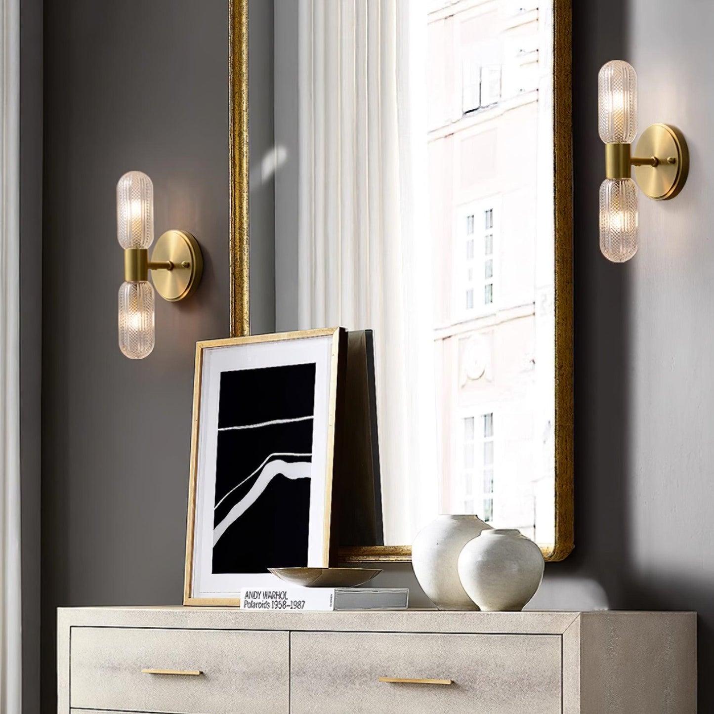 Elara Nordic Brass Wall Lamp with Dual Glass Light Design