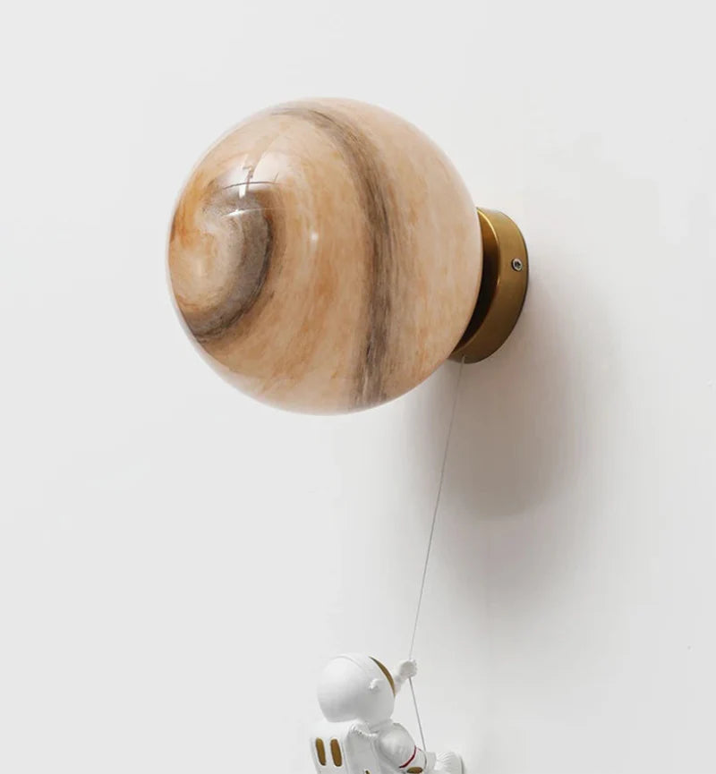 Amélie Man in the Moon Wall Lamp Glass Resin Gold Accent Light