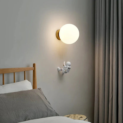 Amélie Man in the Moon Wall Lamp Glass Resin Gold Accent Light