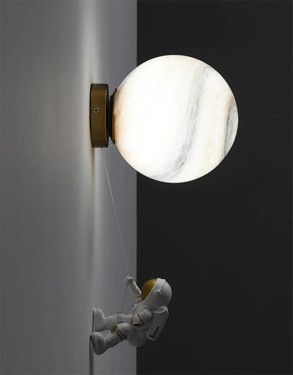 Amélie Man in the Moon Wall Lamp Glass Resin Gold Accent Light