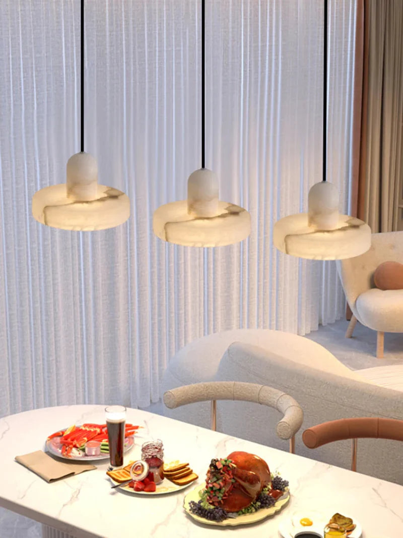 Élise Marble Glow Pendant Light Copper Accent Ceiling Lamp