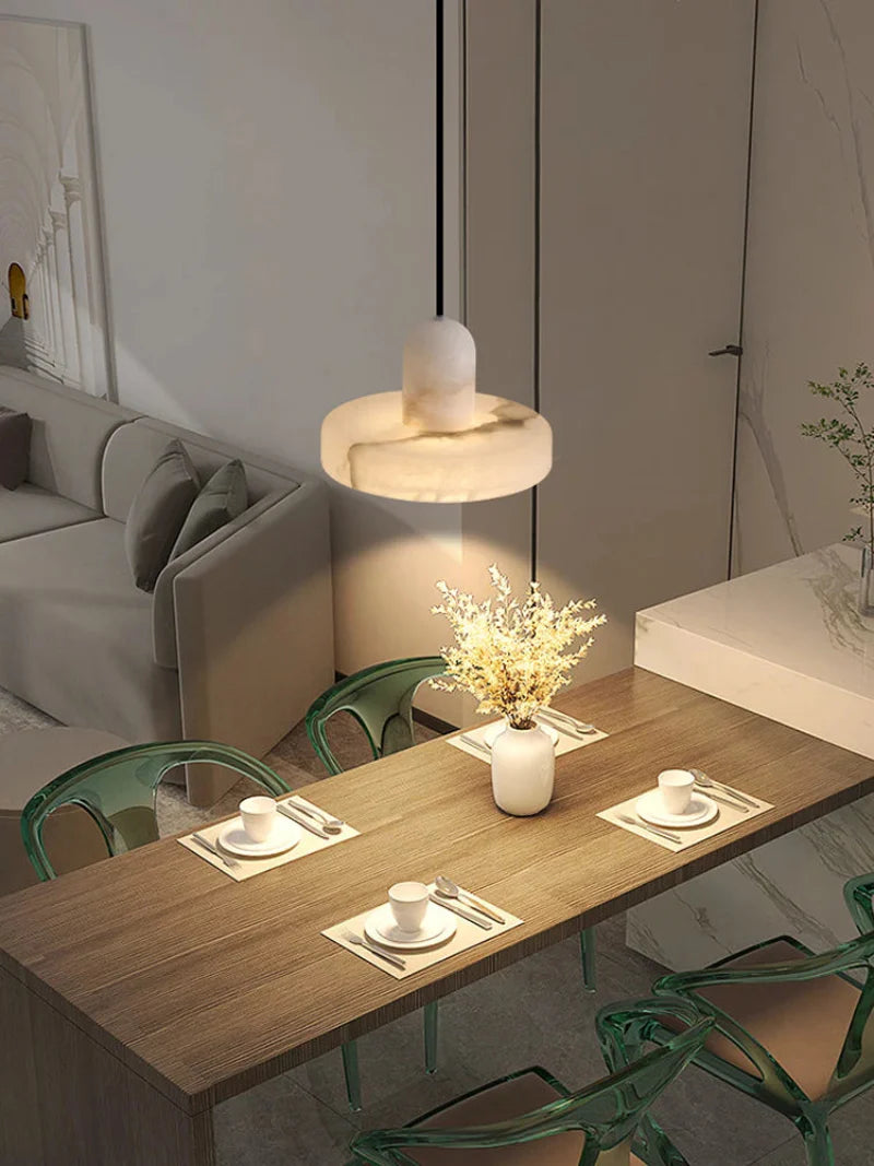 Élise Marble Glow Pendant Light Copper Accent Ceiling Lamp