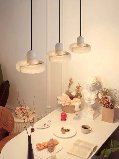 Élise Marble Glow Pendant Light Copper Accent Ceiling Lamp