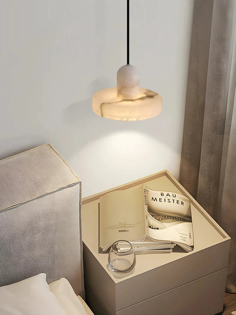 Élise Marble Glow Pendant Light Copper Accent Ceiling Lamp