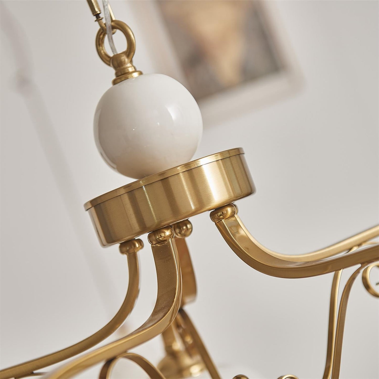 Colette Vintage Chandelier, Beaded Glass Shades with Metal Frame