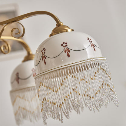 Colette Vintage Chandelier, Beaded Glass Shades with Metal Frame