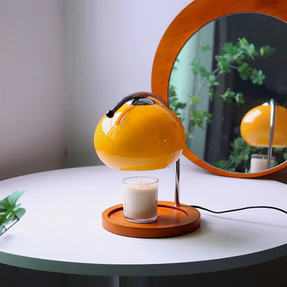 Élise Glass Candle Warmer Lamp with Wooden Base Design