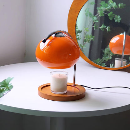 Élise Glass Candle Warmer Lamp with Wooden Base Design