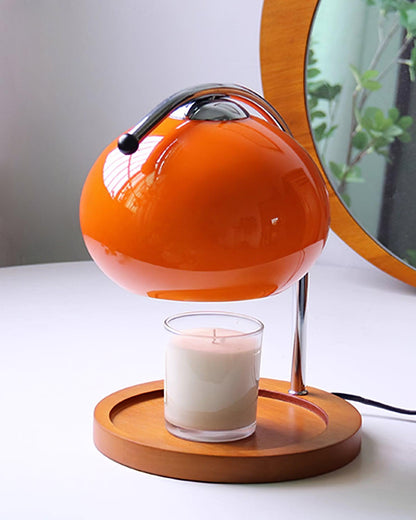 Élise Glass Candle Warmer Lamp with Wooden Base Design