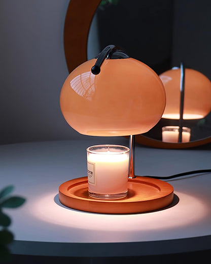 Élise Glass Candle Warmer Lamp with Wooden Base Design