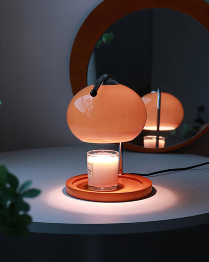 Élise Glass Candle Warmer Lamp with Wooden Base Design