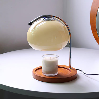Élise Glass Candle Warmer Lamp with Wooden Base Design