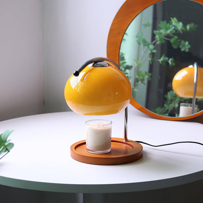 Élise Glass Candle Warmer Lamp with Wooden Base Design