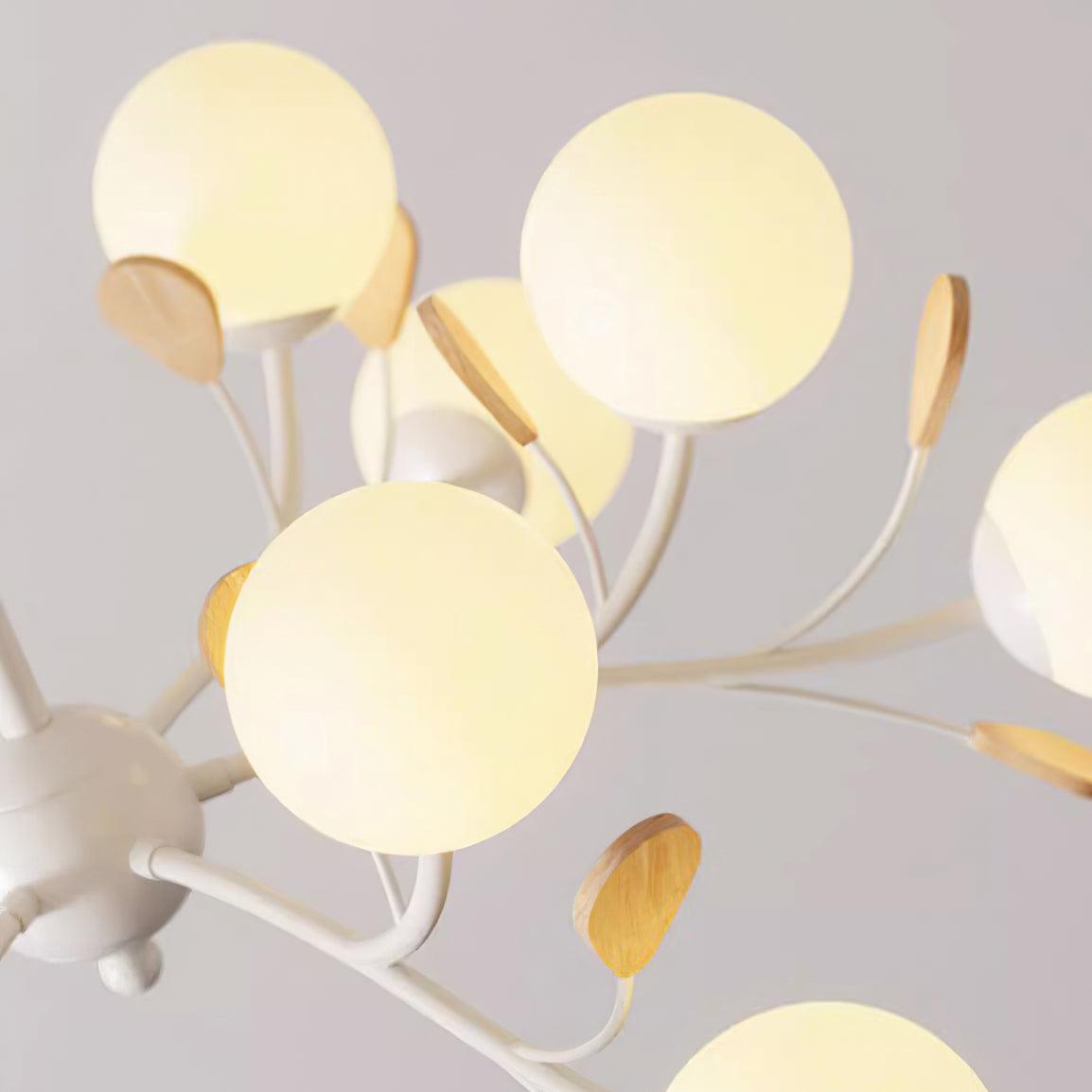 Lustre Anaïs Wood, Abat-jours en verre dépoli avec structure en métal