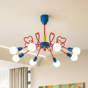 Lustre Léa coloré, globes givrés avec bras métalliques artistiques
