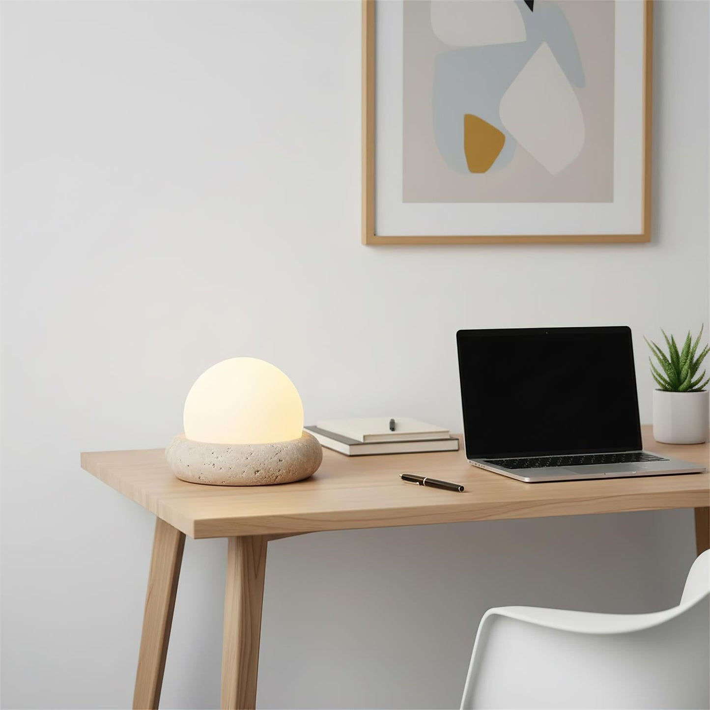 Lampe de table LED Noémie Mini Stone avec abat-jour en acrylique dépoli