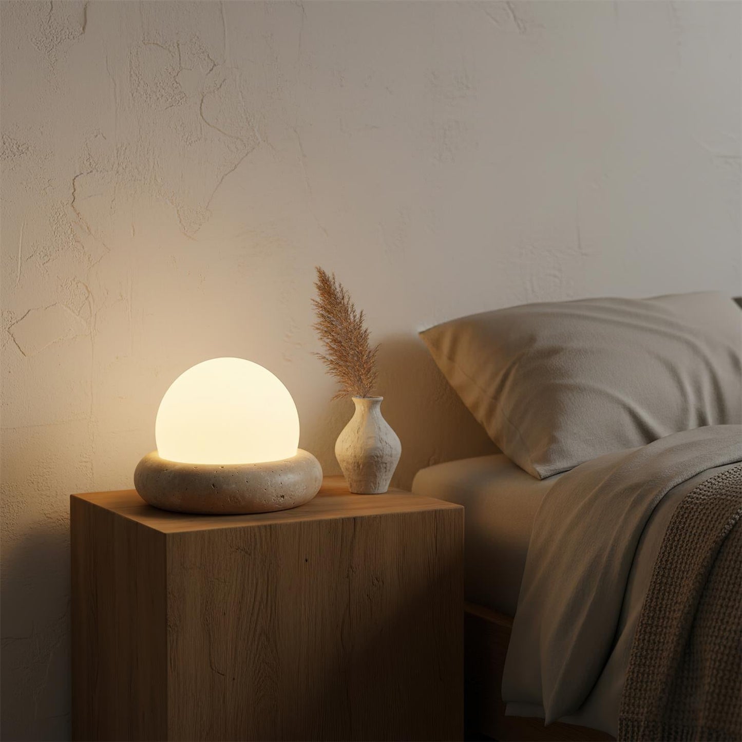 Lampe de table LED Noémie Mini Stone avec abat-jour en acrylique dépoli
