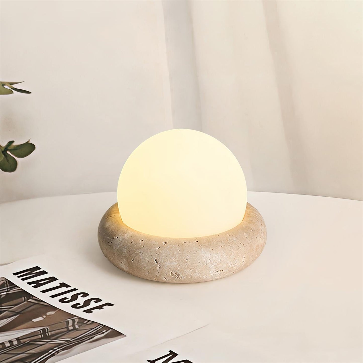 Lampe de table LED Noémie Mini Stone avec abat-jour en acrylique dépoli