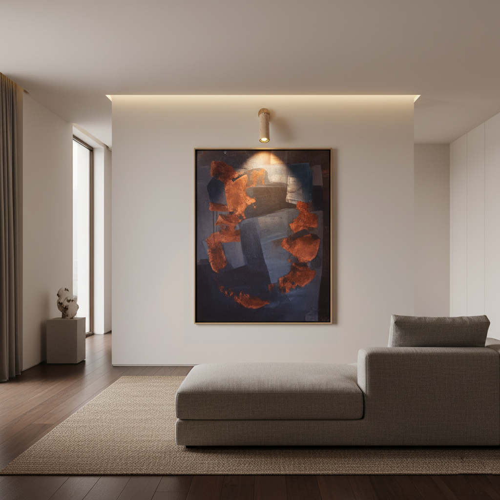 Applique murale Solène en travertin avec base en bois et bras métallique réglable