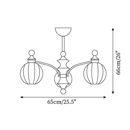 Lustre rond Juliette, globes en verre dépoli avec accents en bois poli