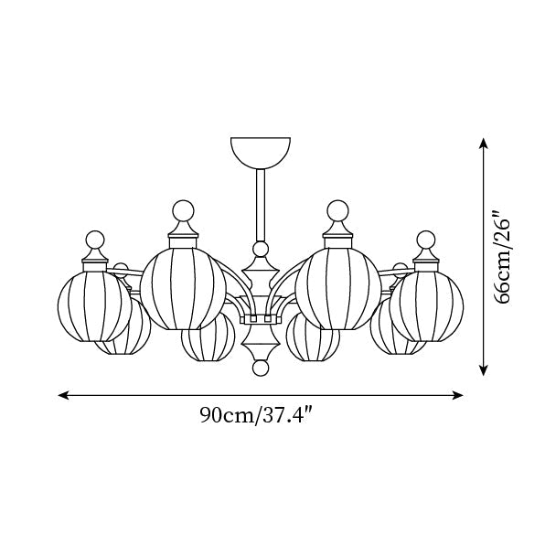 Lustre rond Juliette, globes en verre dépoli avec accents en bois poli