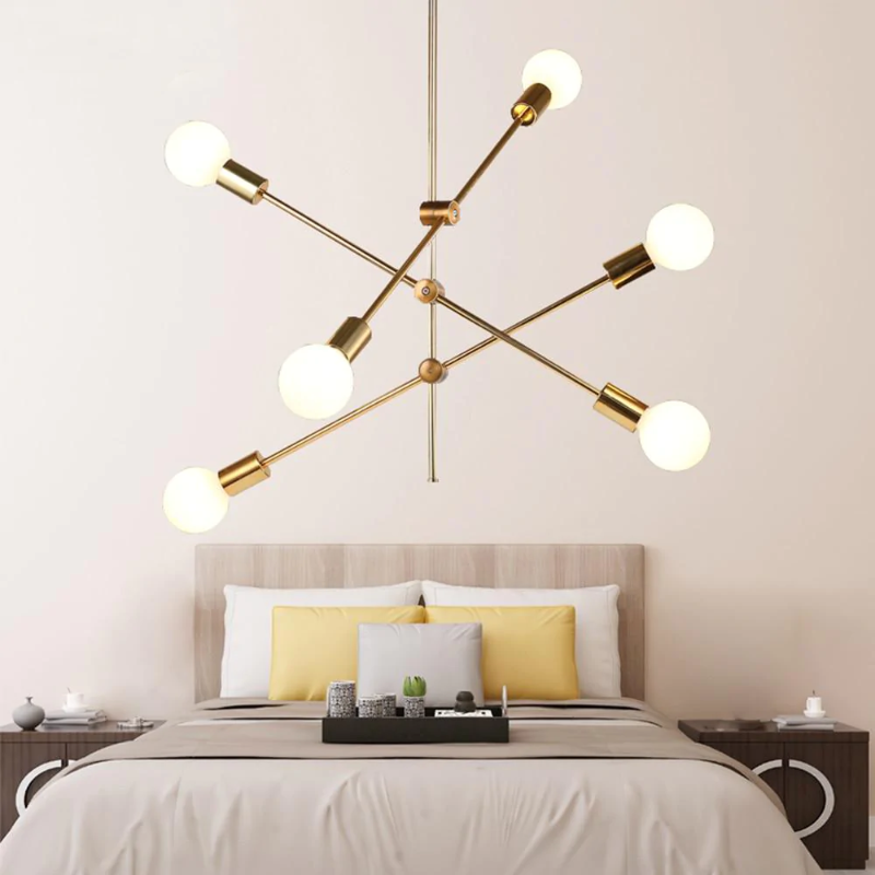 Lustre LED Élise Sputnik Moderne Or Noir Plafonnier Mid-Century