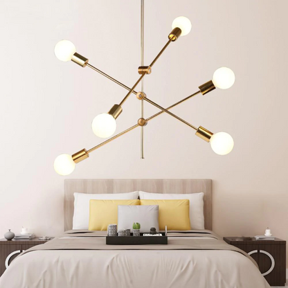 Lustre LED Élise Sputnik Moderne Or Noir Plafonnier Mid-Century