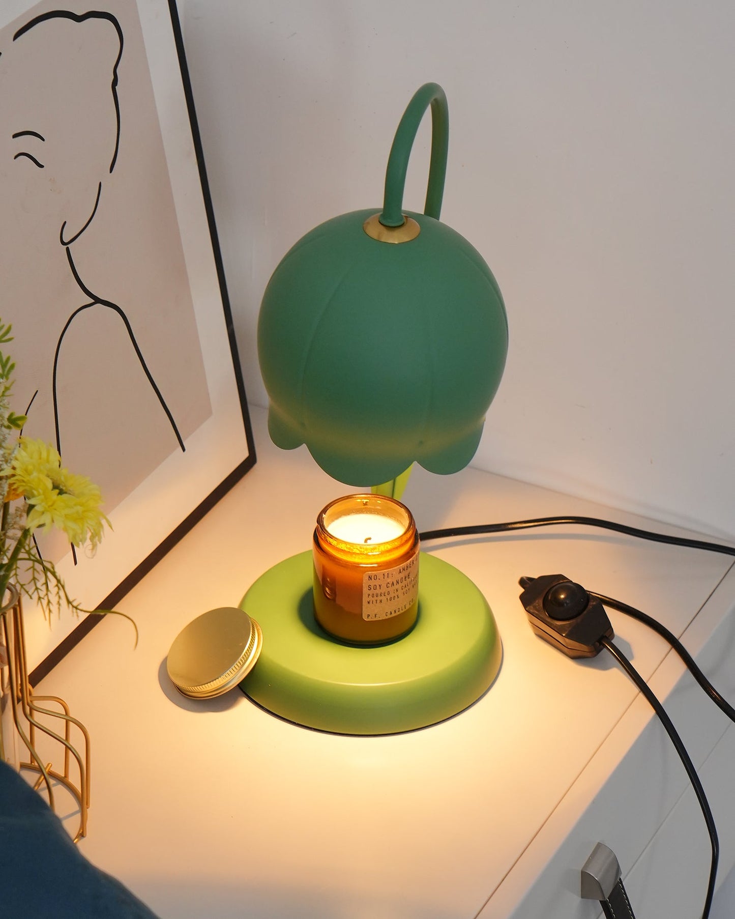 Lampe chauffe-bougie Elodie Lily avec halogène chauffant