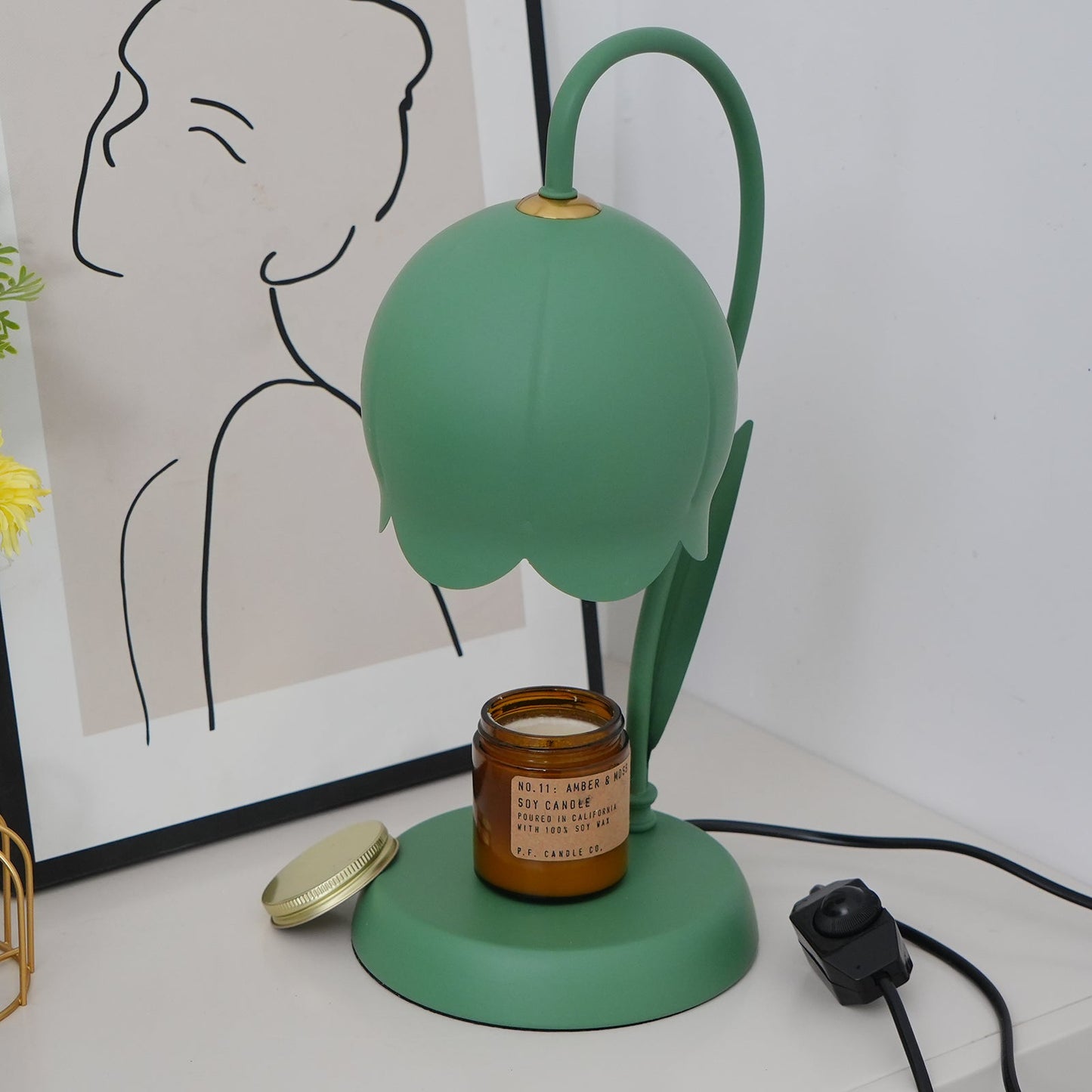 Lampe chauffe-bougie Elodie Lily avec halogène chauffant