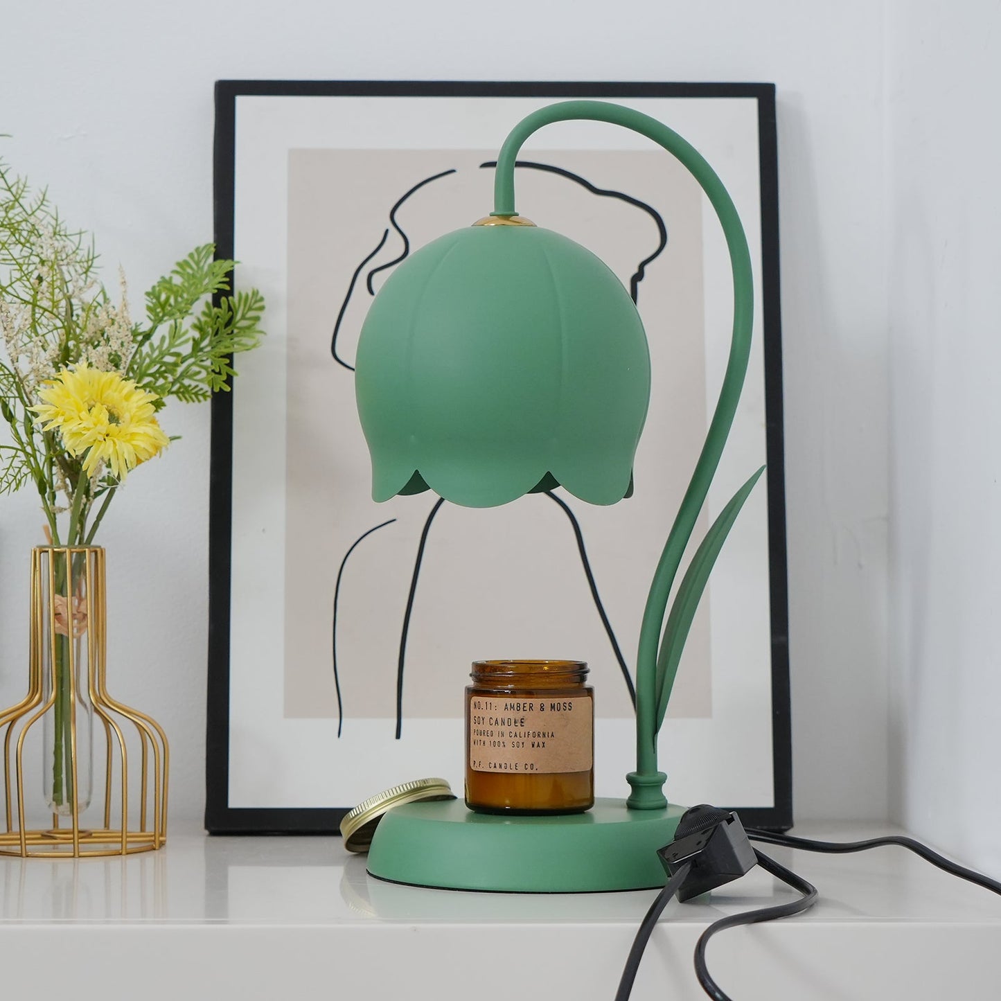 Lampe chauffe-bougie Elodie Lily avec halogène chauffant