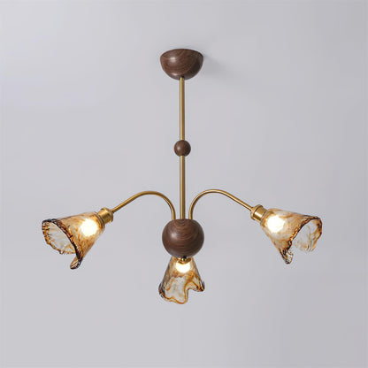 Amélie Amber Glass Curved Arm Chandelier